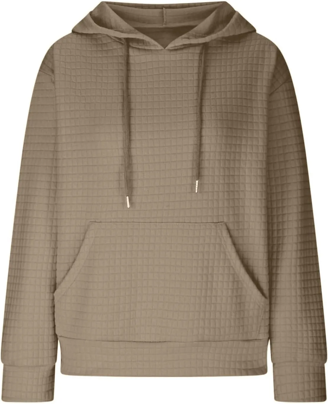 Waffle Knit Hoodie Women Oversized Drawstring Hooded Sweatshirts Y2K Waffle Pullover Loose Fit Casual Cute Clothes