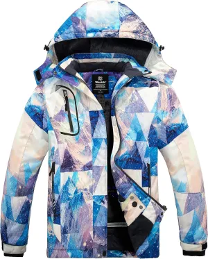 wantdo Women's Mountain Waterproof Ski Jacket Windproof Rain Jacket Winter Warm Hooded Coat