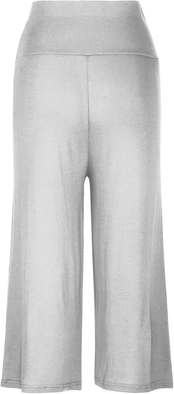 Wide Leg Yoga Capris for Women Casual Loose Soft Cropped Lounge Pant Trousers High Waist Flowy Yoga Pants