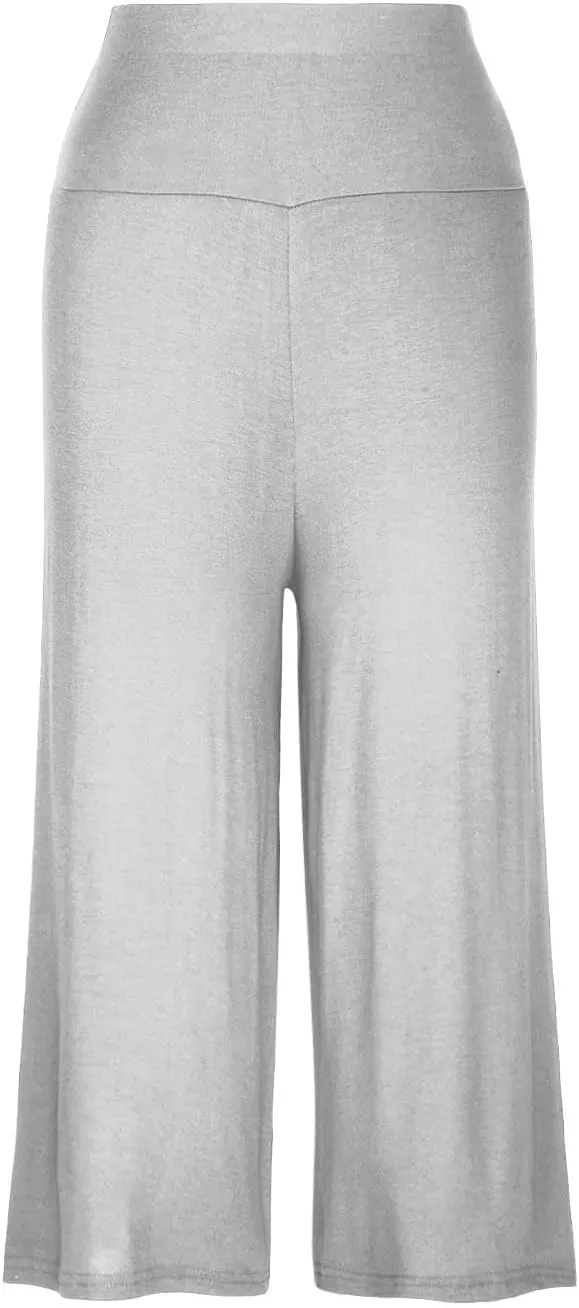 Wide Leg Yoga Capris for Women Casual Loose Soft Cropped Lounge Pant Trousers High Waist Flowy Yoga Pants