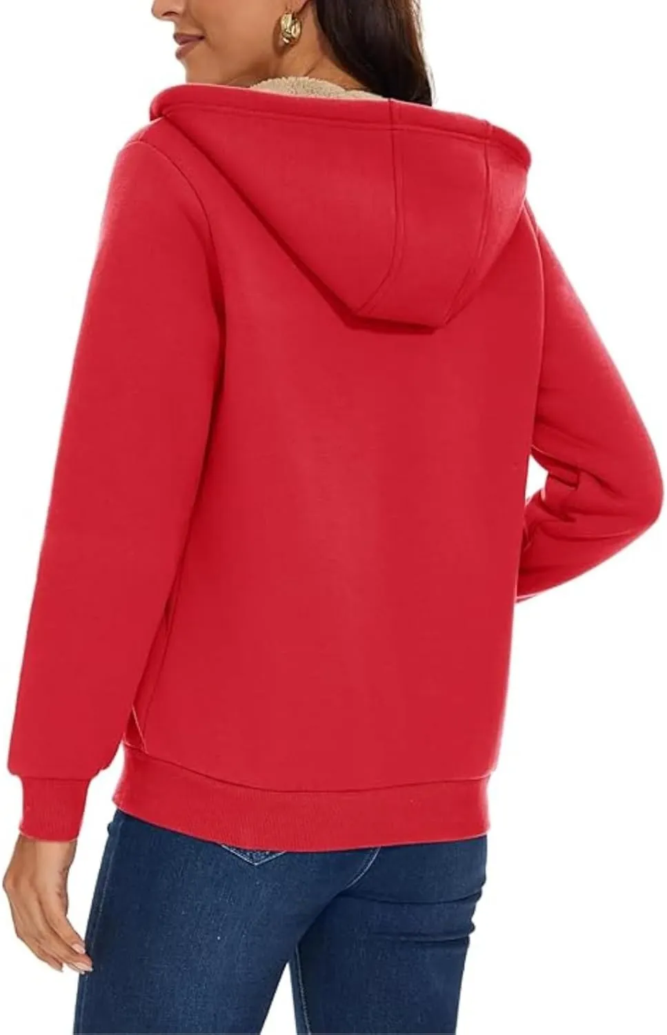 Winter Coats for Women Full Zip Sherpa Lined Hoodie Plain Warm Fleece Jacket Lightweight Versatile Sweatshirts