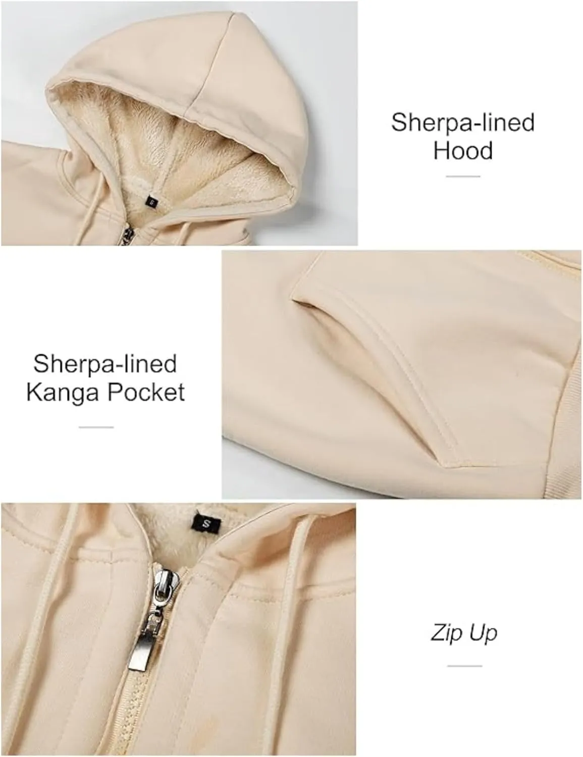 Winter Coats for Women Full Zip Sherpa Lined Hoodie Plain Warm Fleece Jacket Lightweight Versatile Sweatshirts