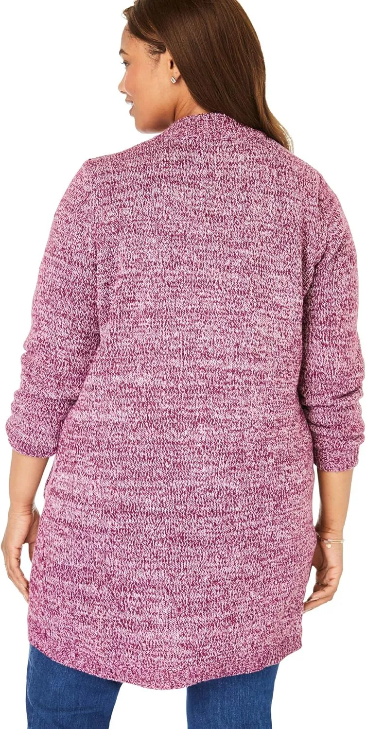 Woman Within Plus Size Marled Sweater Jacket