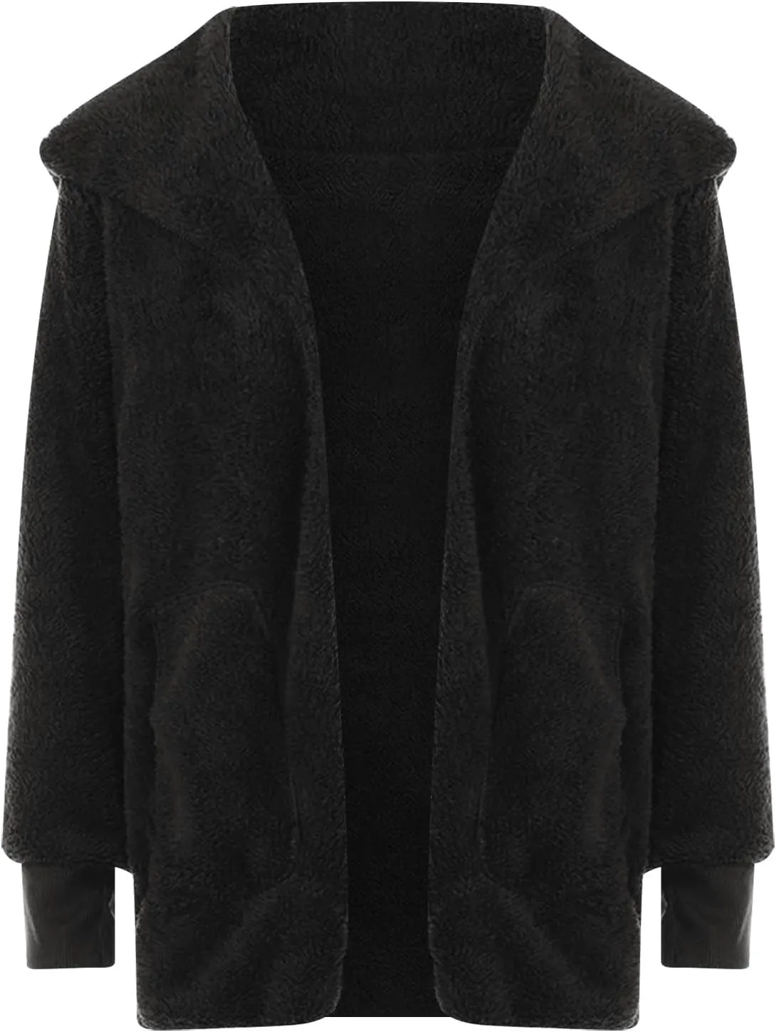 Women 2023 Fall Winter Fleece Jackets Oversized Long Sleeve Open Front Hooded Sherpa Cardigan Warm Fuzzy Coat Outwear