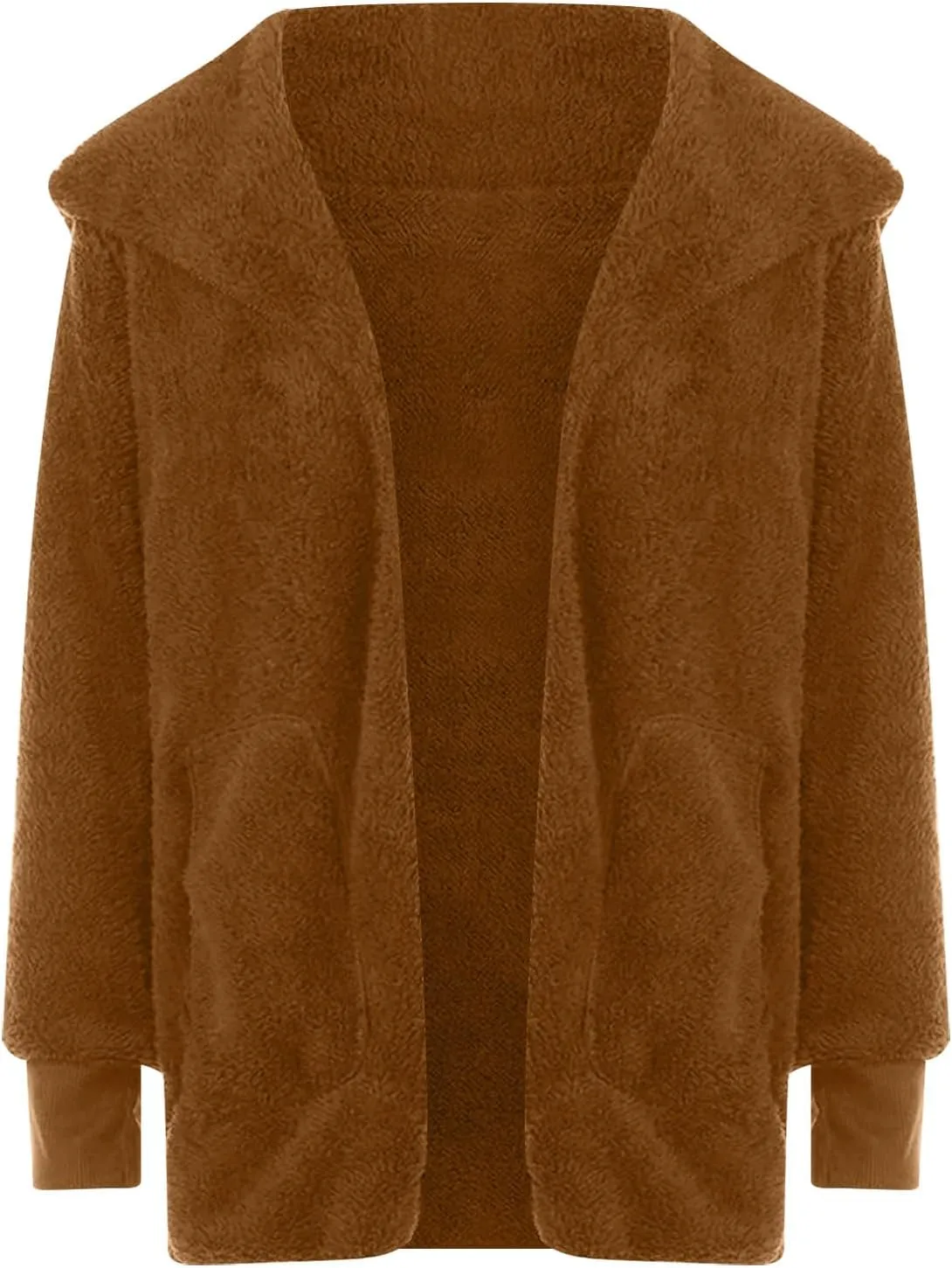 Women 2023 Fall Winter Fleece Jackets Oversized Long Sleeve Open Front Hooded Sherpa Cardigan Warm Fuzzy Coat Outwear