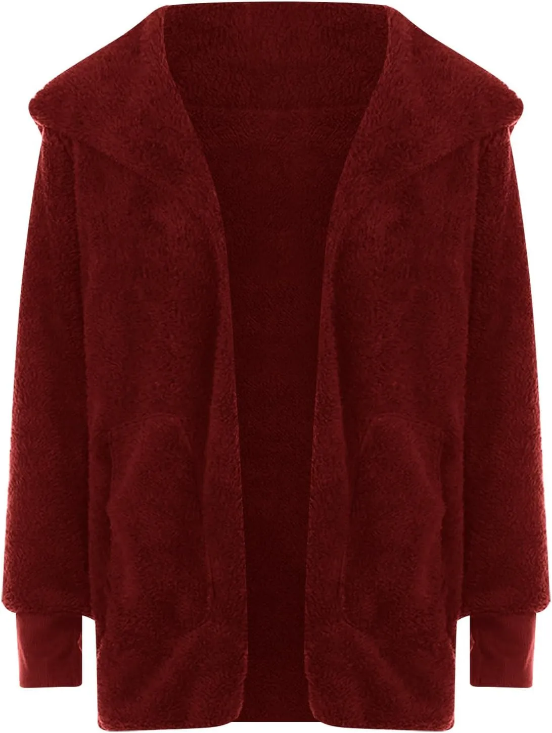 Women 2023 Fall Winter Fleece Jackets Oversized Long Sleeve Open Front Hooded Sherpa Cardigan Warm Fuzzy Coat Outwear
