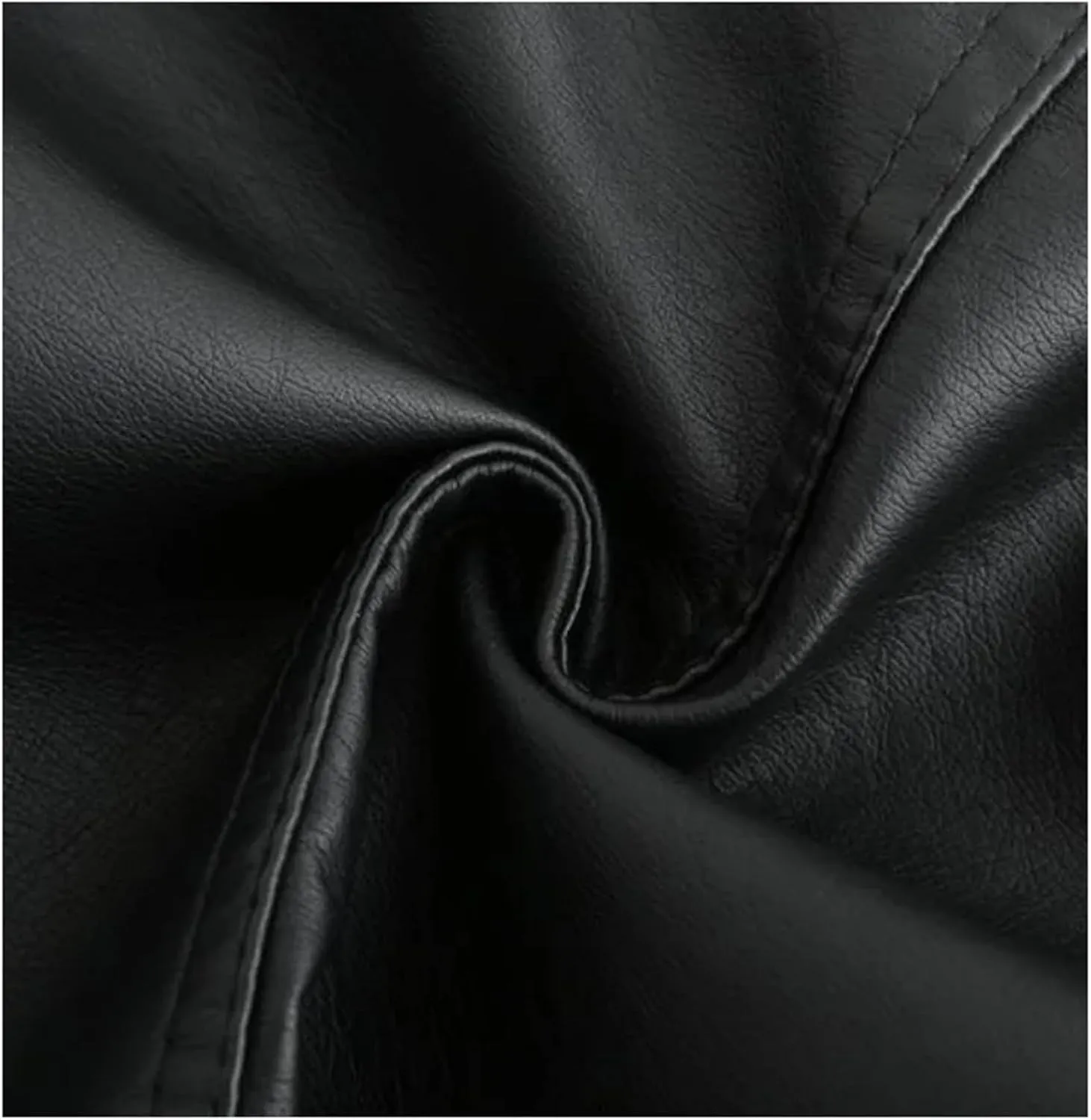 Women Faux Leather Jacket Spring Black Long Sleeve Moto Biker Zipper Short Coat