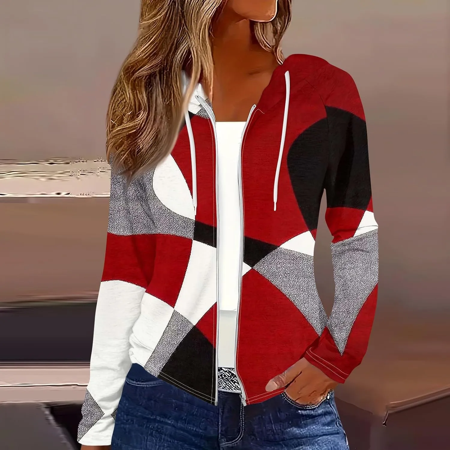 Women Oversized Fall Winter Hoodie Coats Long Sleeve Crew Neck Full Zip Up Trendy Casual Sweatshirt Jackets Tops