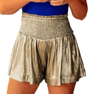 Women Sequin Skirt High Waisted Shorts Glitter Flowy Skirt Layered Shiny Mini Skirt Built in Shorts Club Party Short