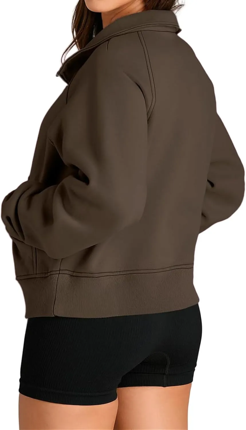 Women Sweatshirt Half Zipper Crop Pullover Hoodie Oversized Quarter Zip Fleece Sweatshirt Fall Fashion Outfits Clothes