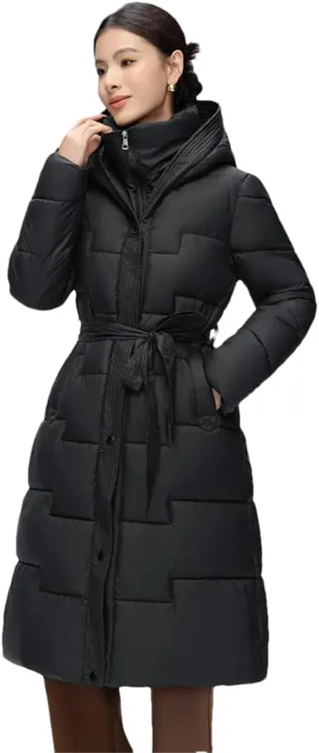 Women Windproof Down Coats Medium Long Styles Cotton Padded Jacket White Duck Down Puffer Hoodies Jackets