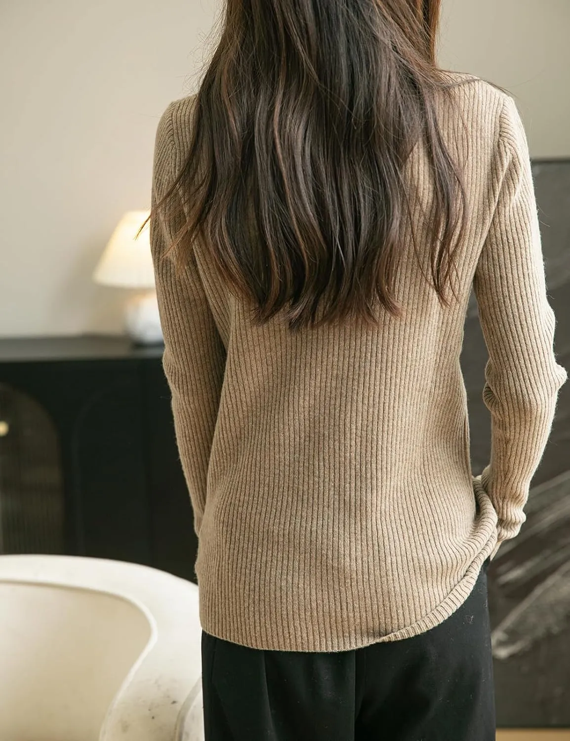 Women's 100% Merino Wool Sweater 2025 Fall Winter Crew Neck Long Sleeve Warm Soft Ribbed Knit Pullover Sweater