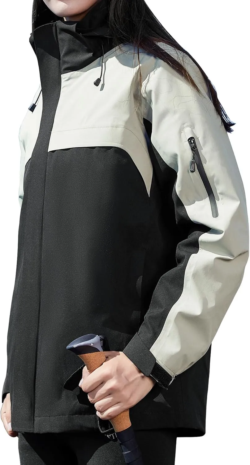 Women's 3-in-1 Waterproof Winter Jacket With Removable Inner Liner and Hooded Warm Jacket For Women