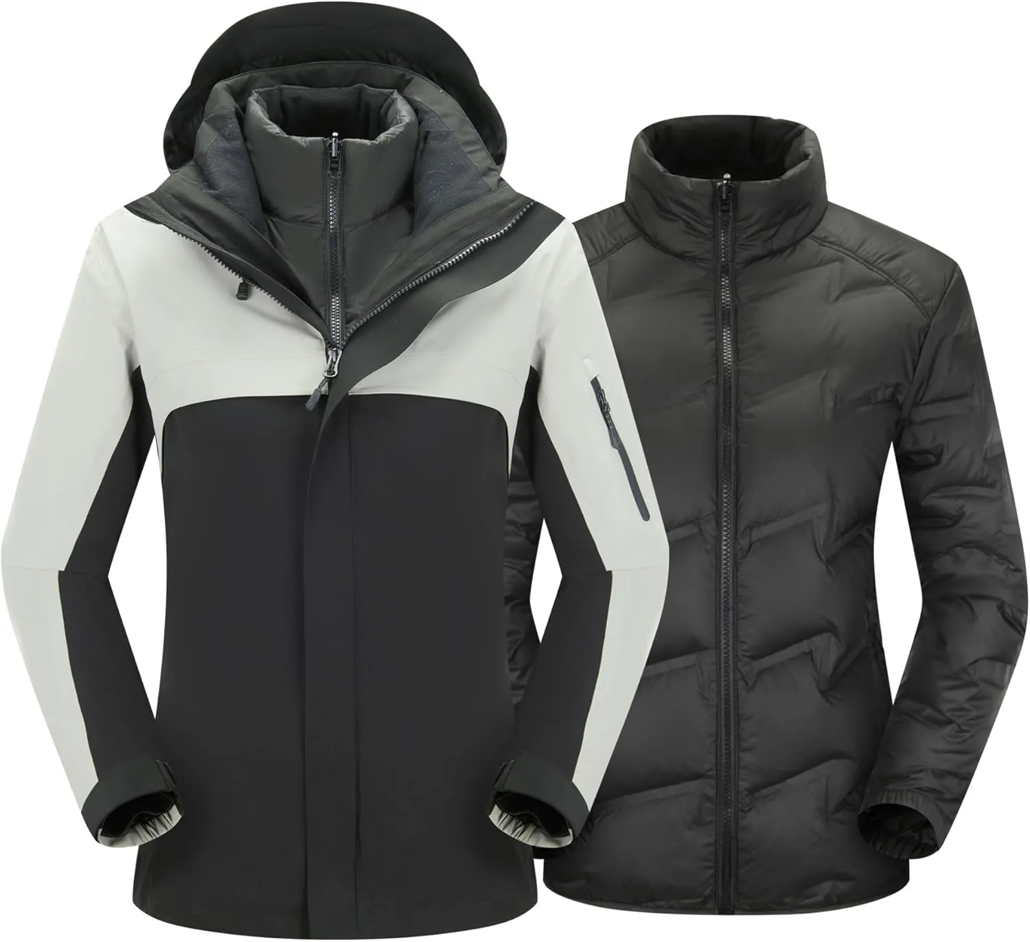 Women's 3-in-1 Waterproof Winter Jacket With Removable Inner Liner and Hooded Warm Jacket For Women