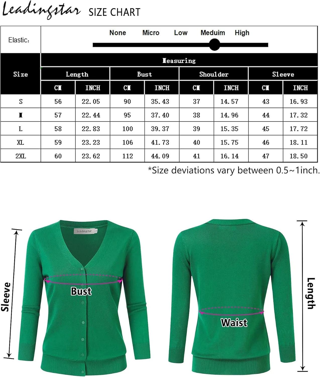 Women's 3/4 Sleeve Button Down Sweater Cardigan
