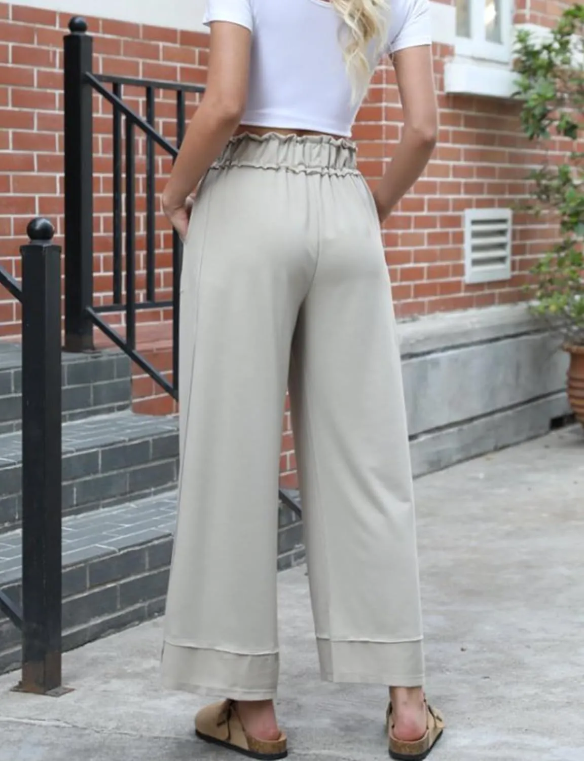 Women's Baggy Wide Leg Pants High Waist Drawstring Palazzo Lounge Sweatpants with Pockets