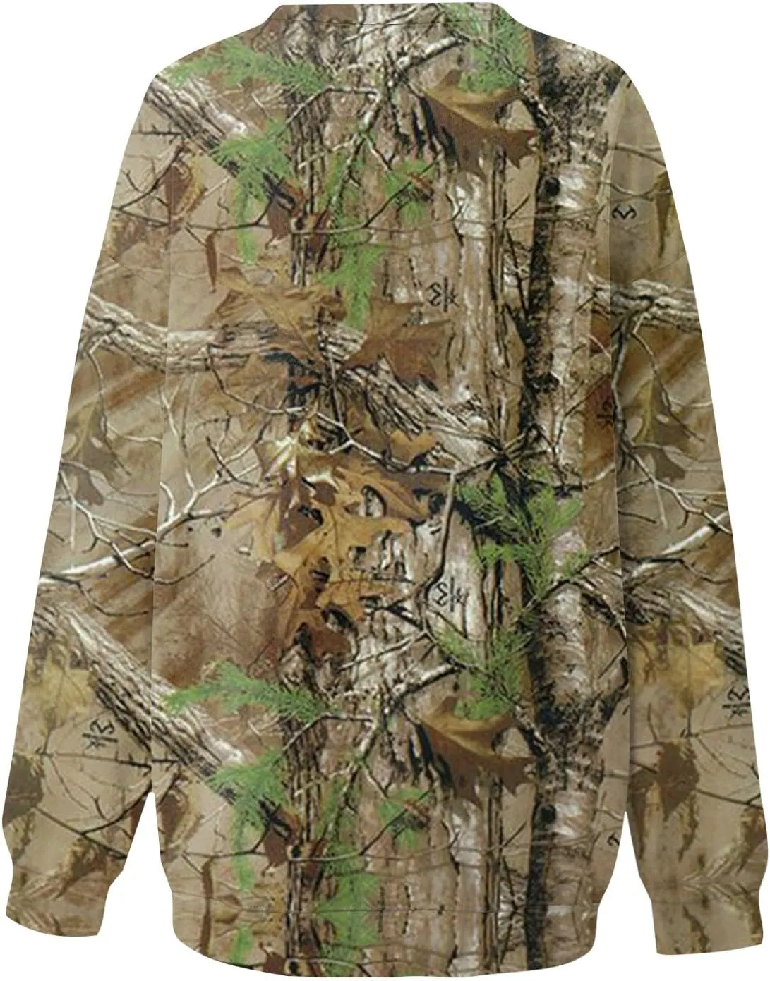 Women's Camo Sweatshirt Maple-Leaf Print Oversized Sweatshirt Fleece Crewneck Shirts Casual Fall Pullover Tops