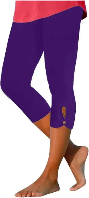 Womens Capris Summer Dressy Cropped High Waisted Yoga Pants Casual Lightweight Soft Leggings Workout Pants