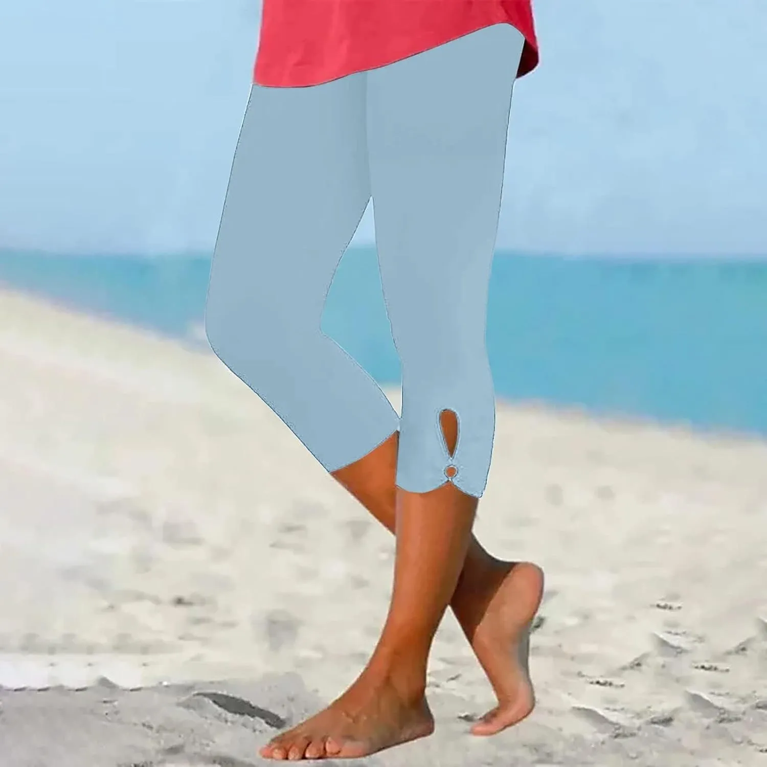 Womens Capris Summer Dressy Cropped High Waisted Yoga Pants Casual Lightweight Soft Leggings Workout Pants