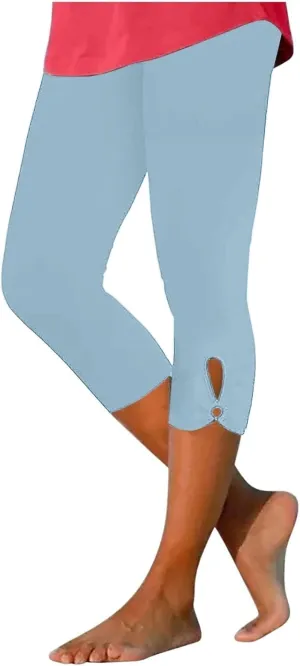 Womens Capris Summer Dressy Cropped High Waisted Yoga Pants Casual Lightweight Soft Leggings Workout Pants