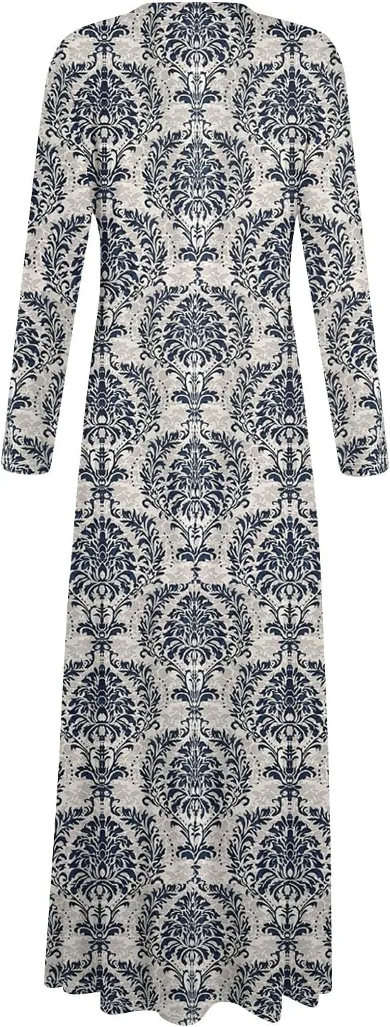 Women's Casual Long Sleeve Maxi Dresses Summer Flowy Dresses A-Line Flowy Dress