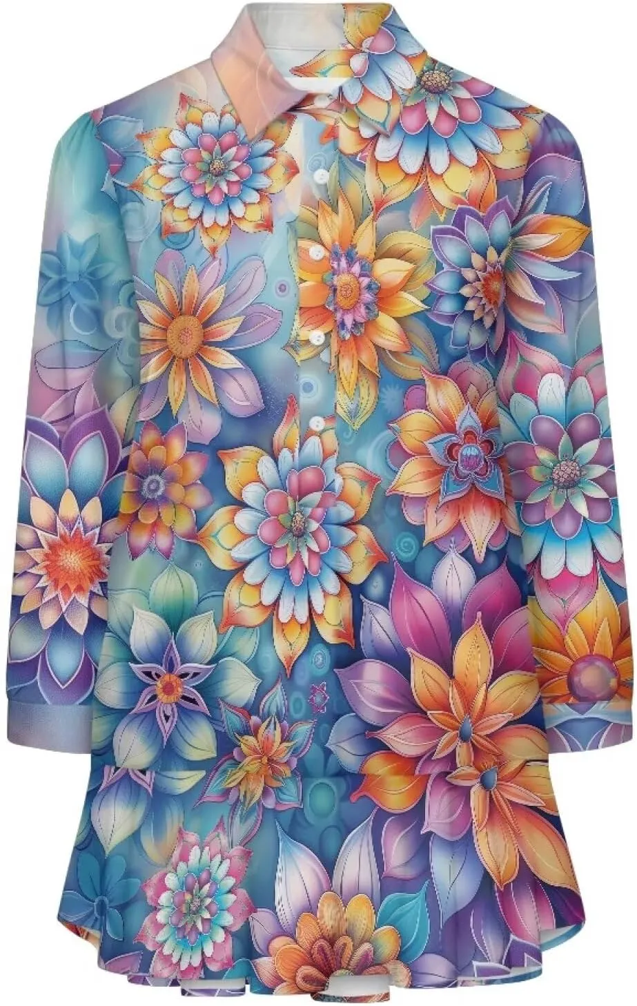Womens Casual Shirt Dress Button Down V Neck Dress Long Sleeve Mini Shirt Dress with Pocket
