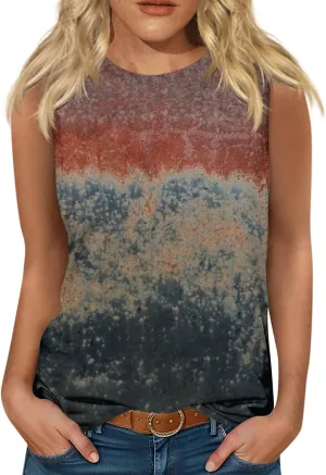 Womens Cute Tank Tops Trendy Sleeveless Oversized Tee Scoop Neck Soft Loose Casual 2025 Summer Flowy Shirts