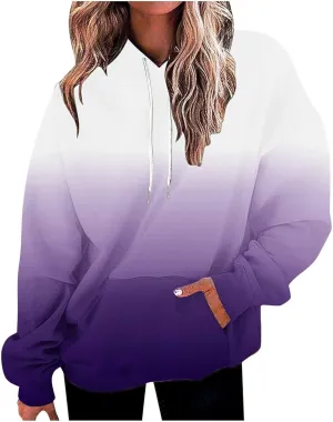 Womens Fall Fashion 2024 Trendy Oversized Hoodie Sweatshirts Gradient Color Casual Drawstring Hoodies