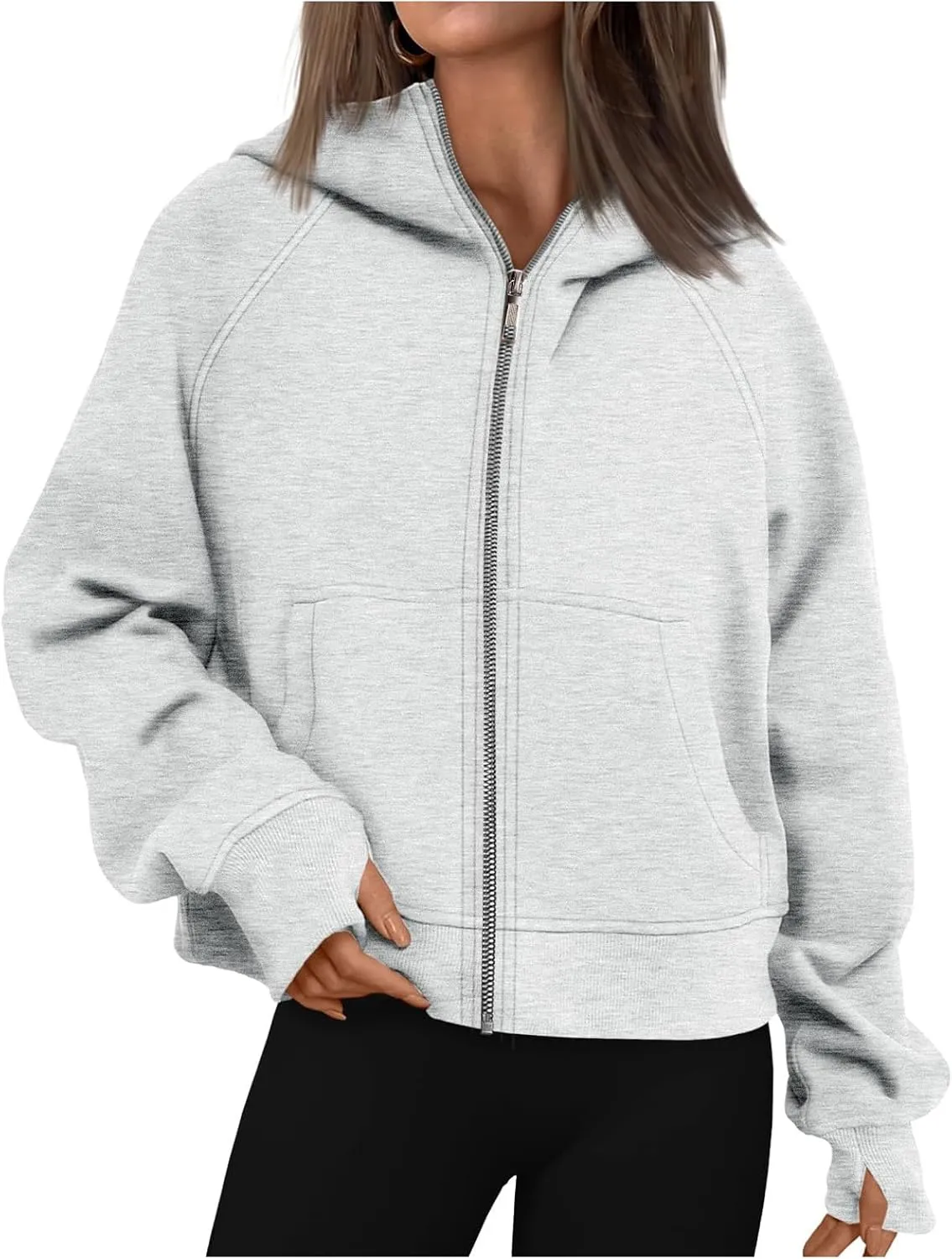 Women's Fleece Hoodies Zip Up Long Sleeve Oversized Sweatshirts Casual Solid Sweaters Fall Fashion Pullover Outfits