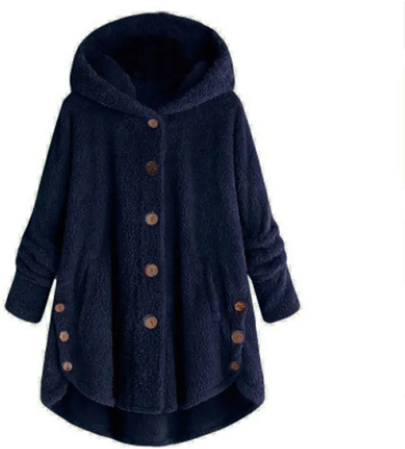 Womens Fuzzy Fleece Sherpa Hoodies Oversized Button Down Sweatshirt Winter Thermal Sweaters Soft Warm Hoodies