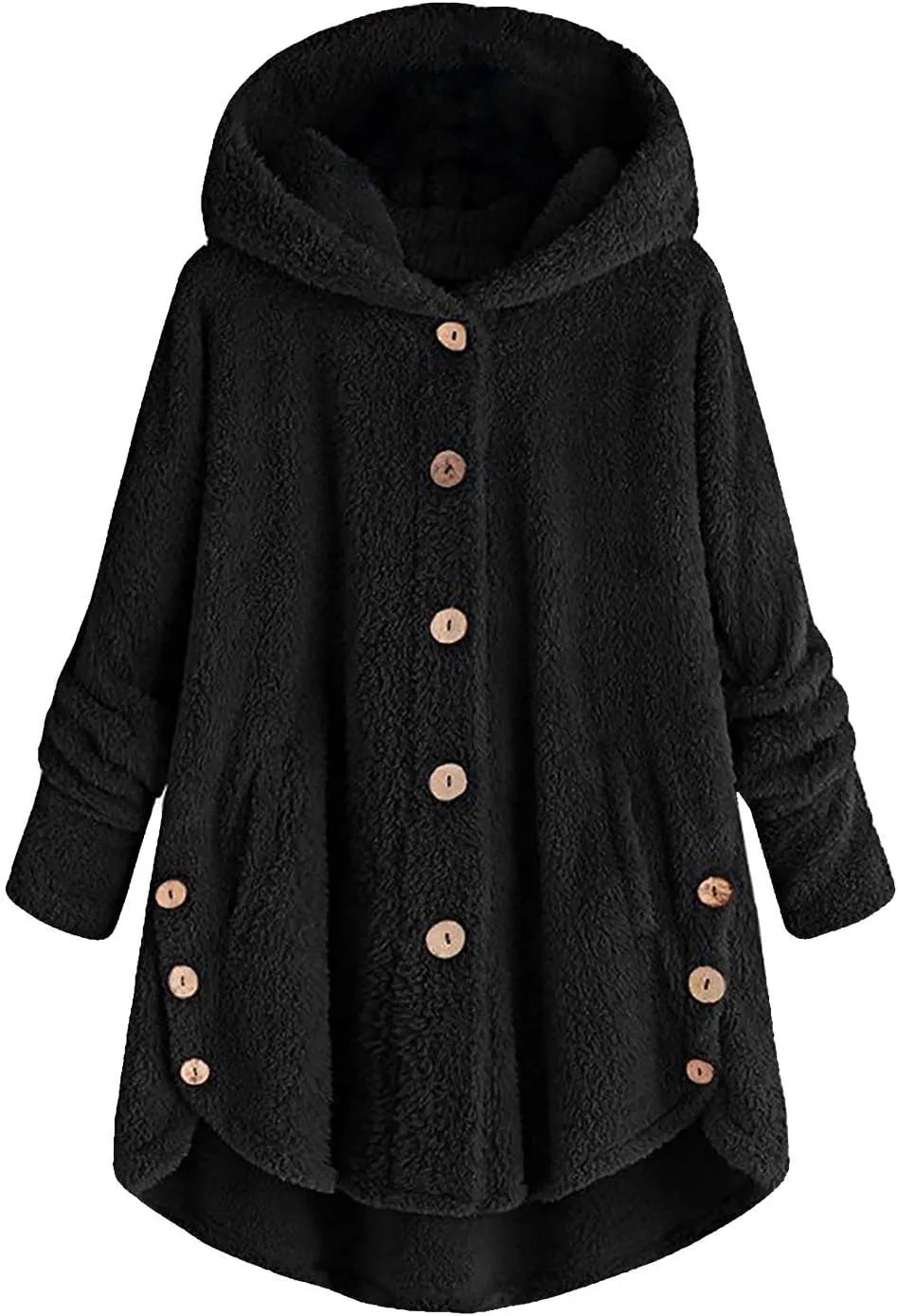 Womens Fuzzy Fleece Sherpa Hoodies Oversized Button Down Sweatshirt Winter Thermal Sweaters Soft Warm Hoodies