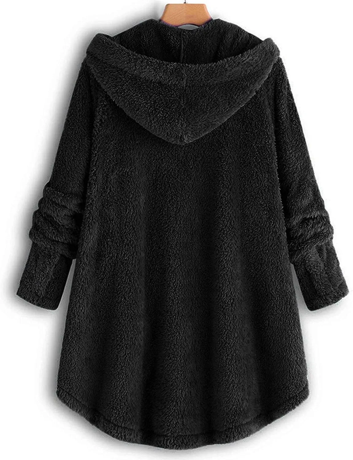 Womens Fuzzy Fleece Sherpa Hoodies Oversized Button Down Sweatshirt Winter Thermal Sweaters Soft Warm Hoodies