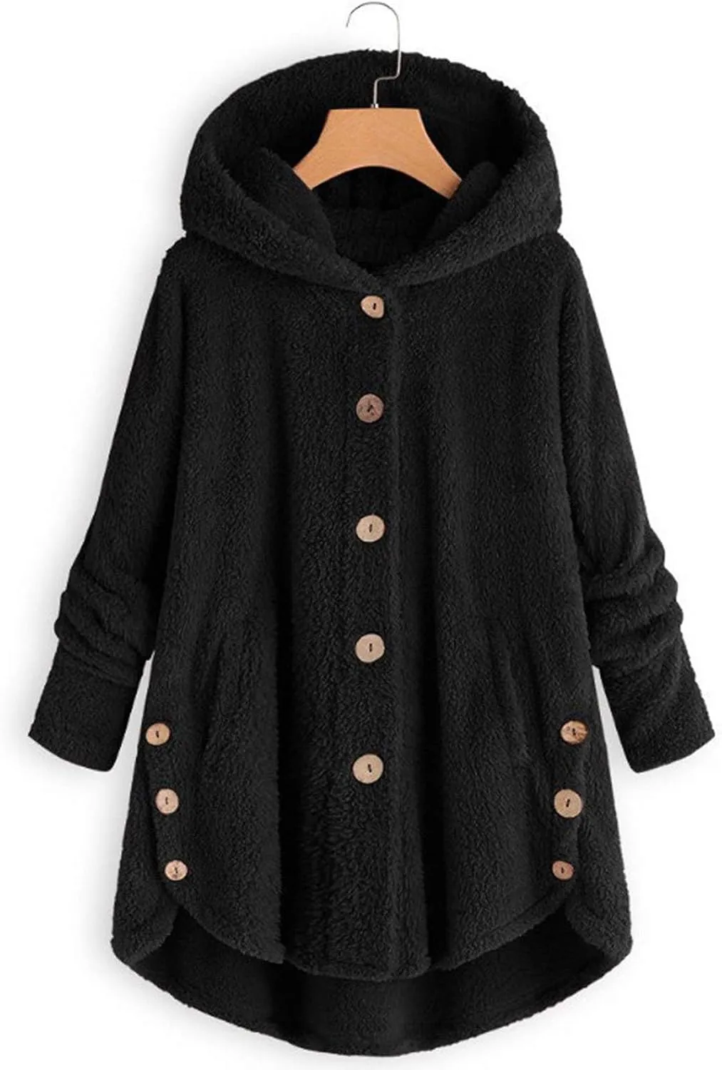 Womens Fuzzy Fleece Sherpa Hoodies Oversized Button Down Sweatshirt Winter Thermal Sweaters Soft Warm Hoodies