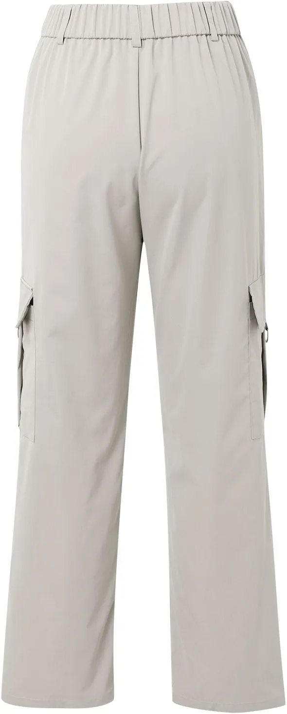 Womens High Waist Straight Leg Pants Solid Color Casual Trousers with Pockets 2024 Trendy Casual Cargo Joggers Pants