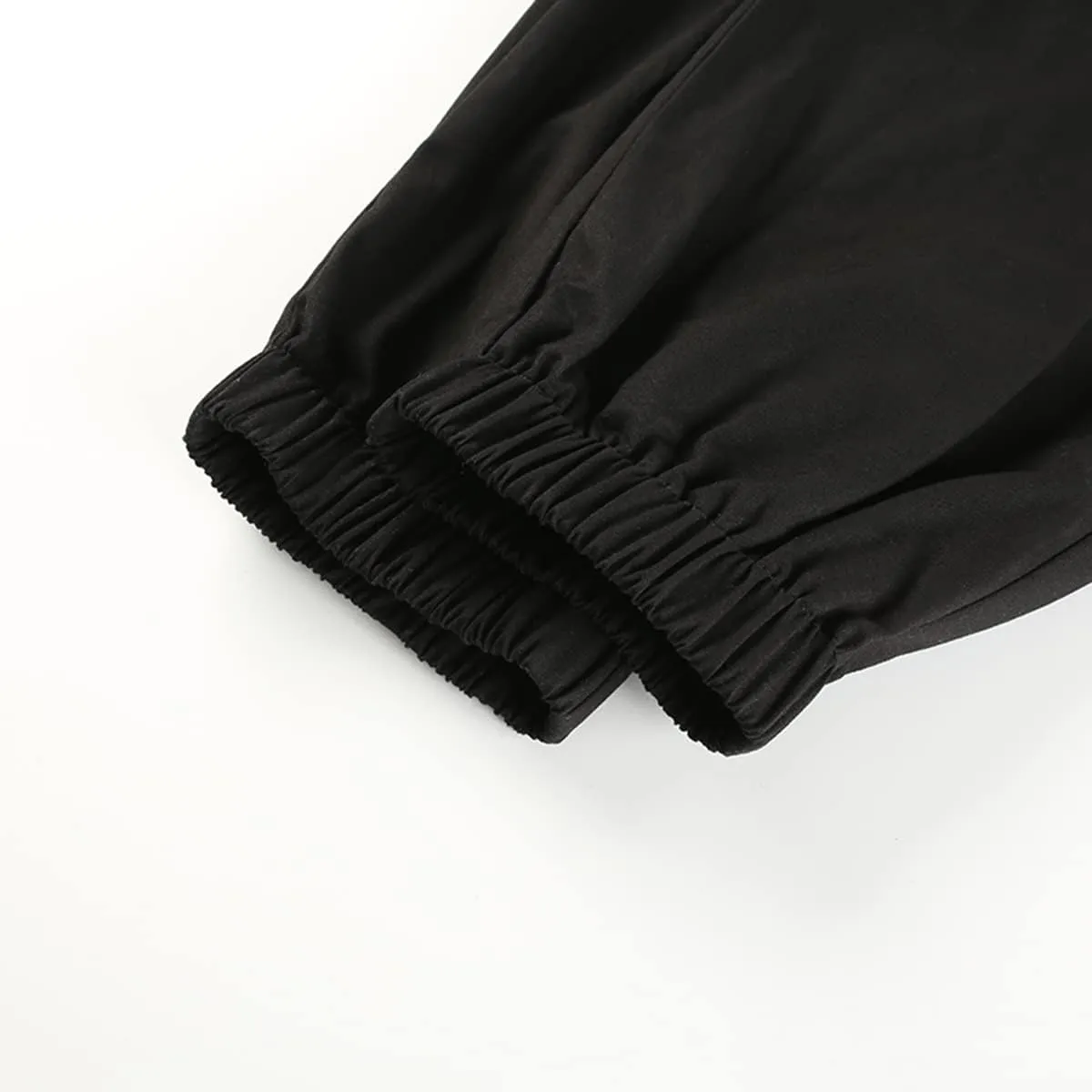 Womens High Waisted Black Cargo Pants with Pockets Baggy Solid Y2k Streetwear Pants