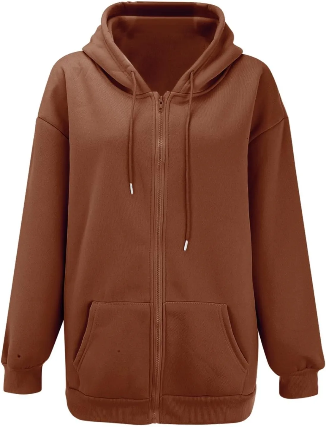 Women's Hoodies Full Zipper Hooded Sweatshirt Cute Fall Casual Oversized Drawstring Jackets with Pockets Winter Clothes