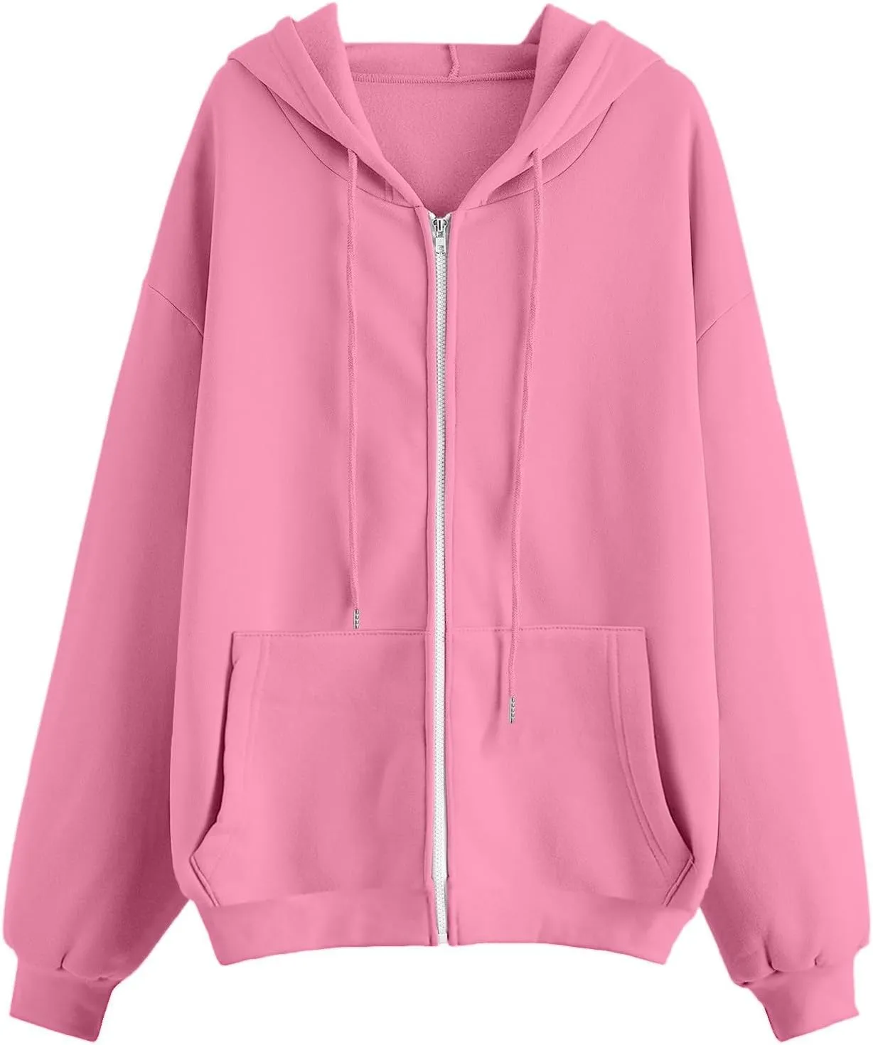 Women's Hoodies Full Zipper Hooded Sweatshirt Cute Fall Casual Oversized Drawstring Jackets with Pockets Winter Clothes