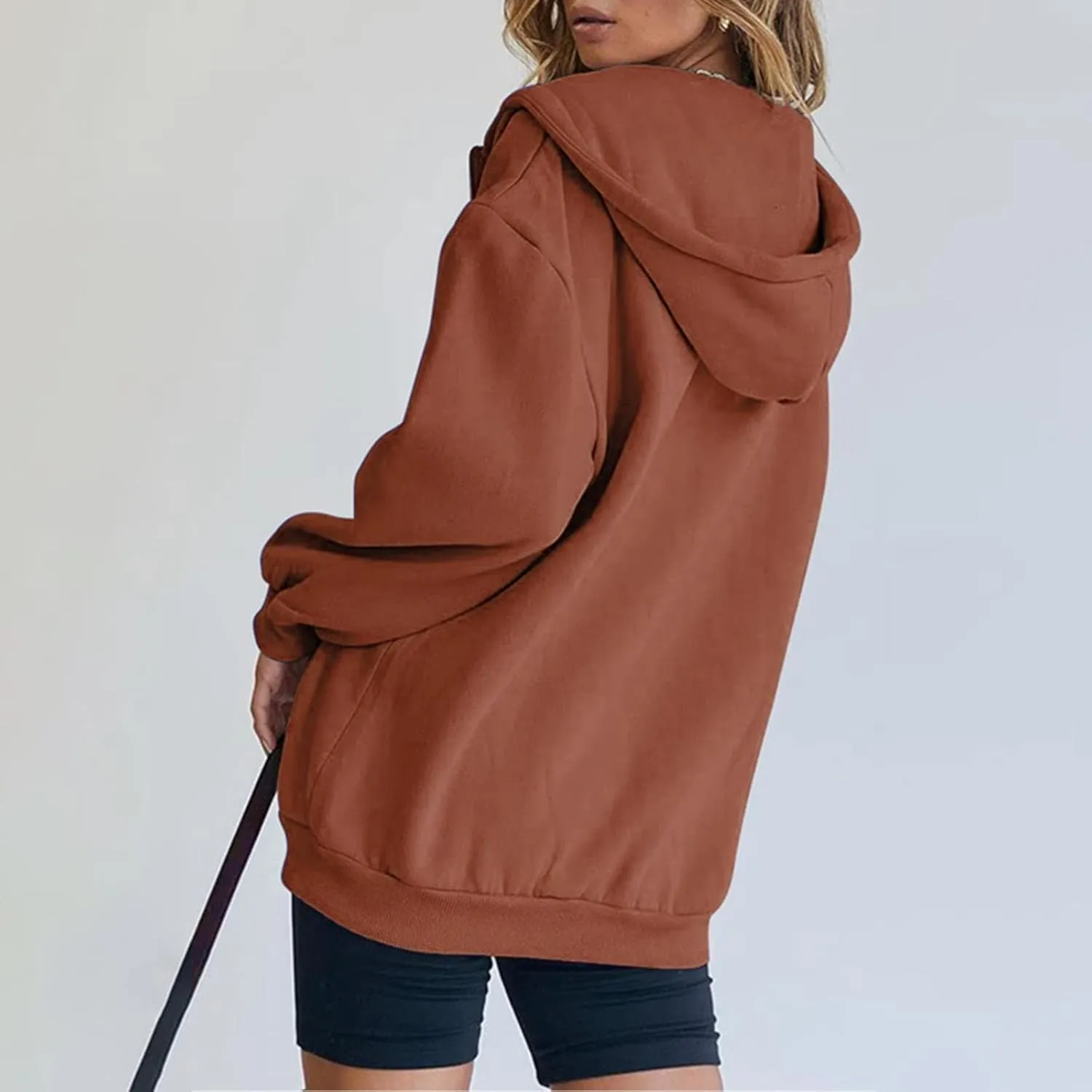 Women's Hoodies Full Zipper Hooded Sweatshirt Cute Fall Casual Oversized Drawstring Jackets with Pockets Winter Clothes