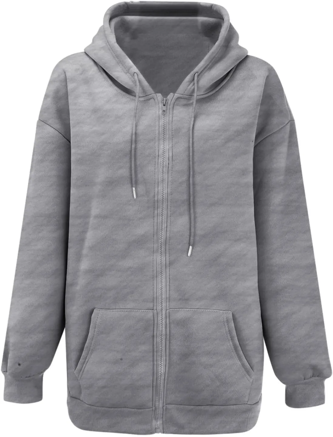 Women's Hoodies Full Zipper Hooded Sweatshirt Cute Fall Casual Oversized Drawstring Jackets with Pockets Winter Clothes