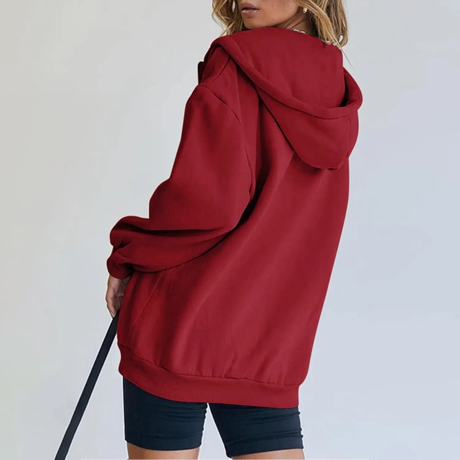 Women's Hoodies Full Zipper Hooded Sweatshirt Cute Fall Casual Oversized Drawstring Jackets with Pockets Winter Clothes