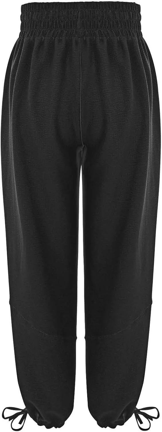 Women's Lightweight Oversized Baggy Pants Trendy High Waist Breathable Pleated Trouser Beach Playing Casual Sweatpant