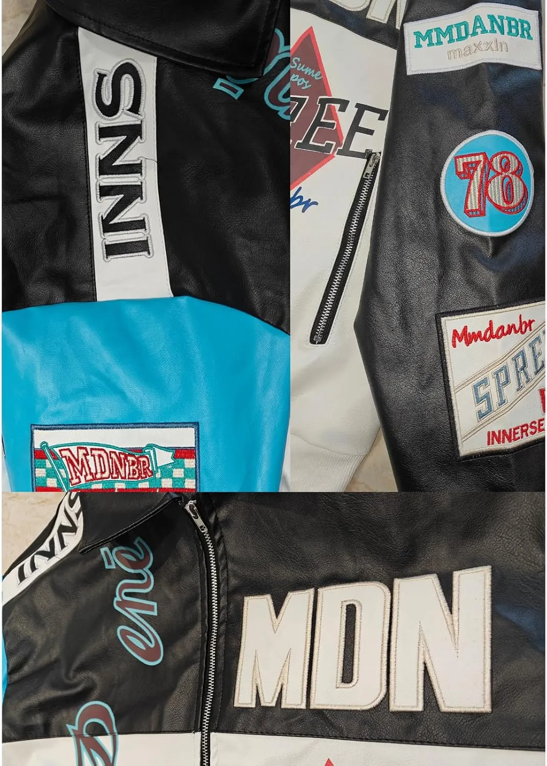 Women's Men's Faux Leather Jacket Varsity Jacket for Woman Motorcycle Bomber Jacket Coat 2024