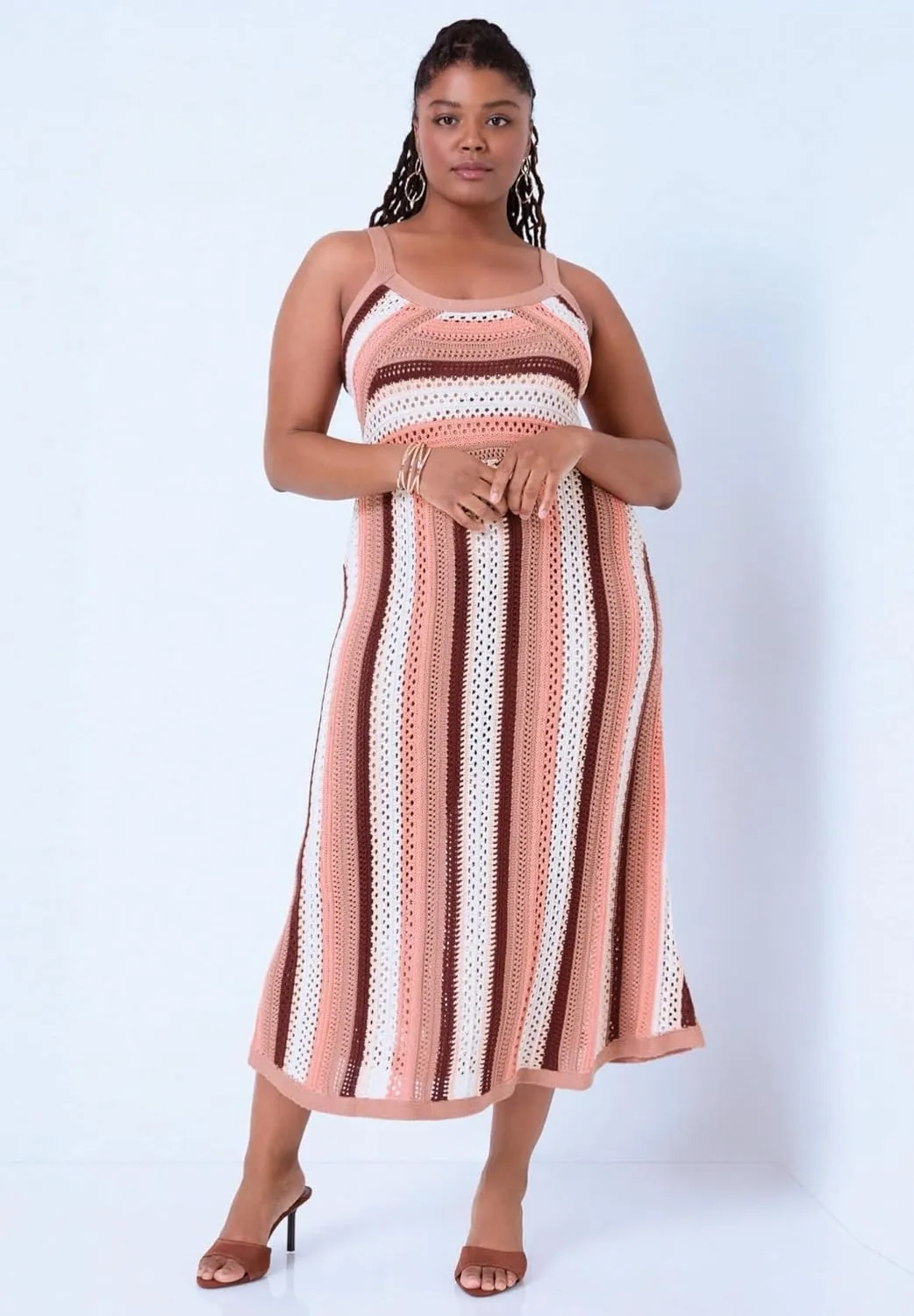 Women's Plus Size Strap Sweater Midi Dress