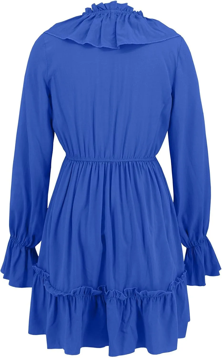 Womens Spring Summer Knot Front V Neck Ruffles Long Sleeve Floral Print Swing Mini Dress 2025 Textured Tiered Ruffle Dresses