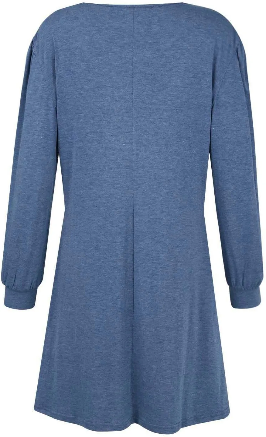 Womens Sweater Dresses 2024 Trendy Crewneck Solid Color Button Long Sleeve Casual Loose Dress Fall Outfits with Pockets