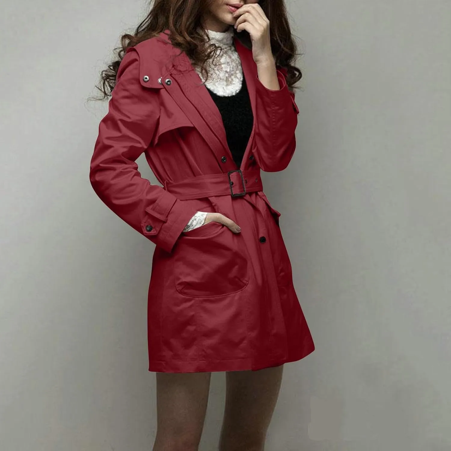 Womens Warm Winter Coats Fuzzy Fleece Lined Parka Slim Fit Thicken Sherpa Hooded Long Jackets Outerwear