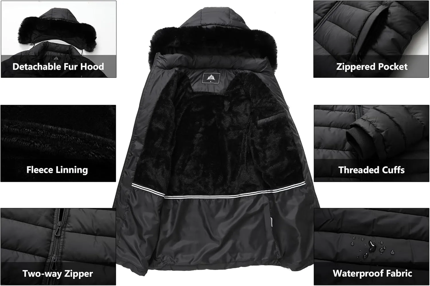 Women's Waterproof Long Puffer Jacket Thickened Down Jacket Warm Winter Coat