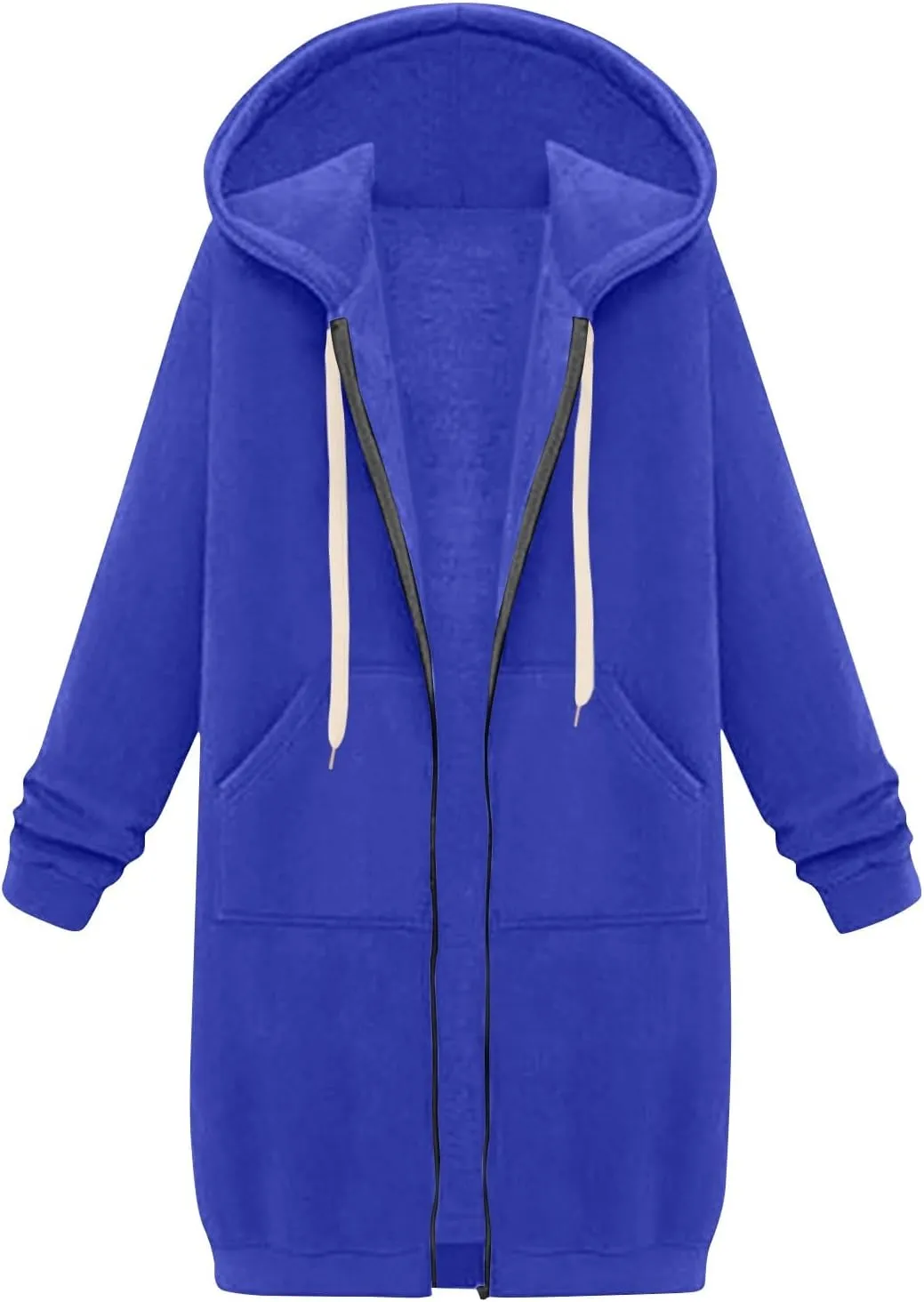 Womens Zip Up Hoodies Casual Sweatshirts Winter Windproof Drawstring Hooded Jacket Outerwear with Pocket 2024