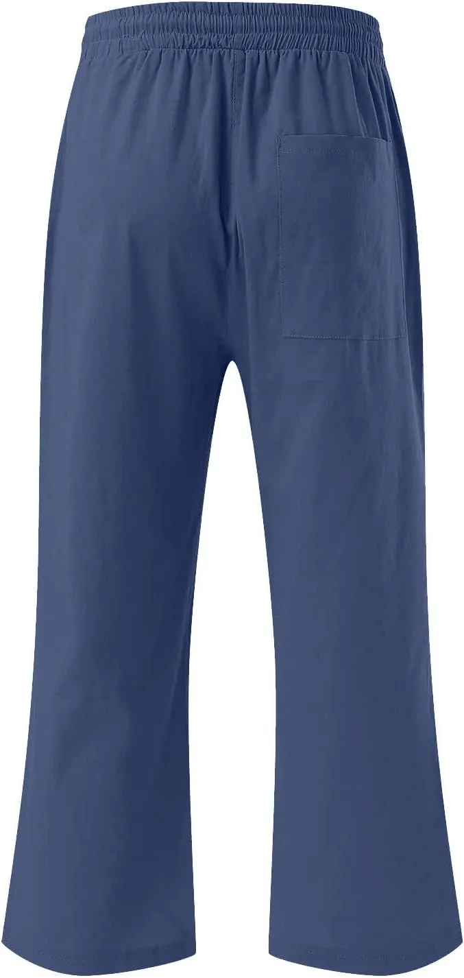XUNRYAN Capris for Women Casual Summer 2023 Capri Leggings Lightweight High Waist Linen Cargo Pants Pockets Cropped Trousers