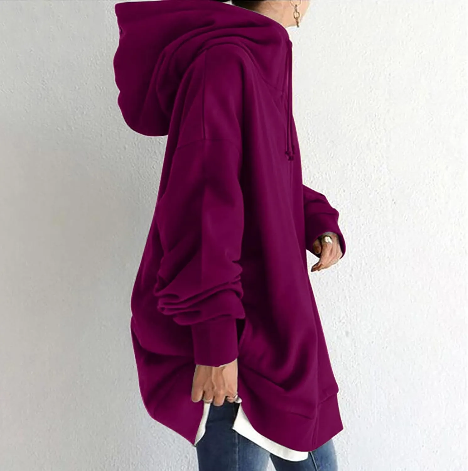 XUNRYAN Womens Hoodies Long Teen Girl Fall Fashion 2023 Jacket Oversized Sweatshirts Casual Clothes Zip Up Hoodie Pockets